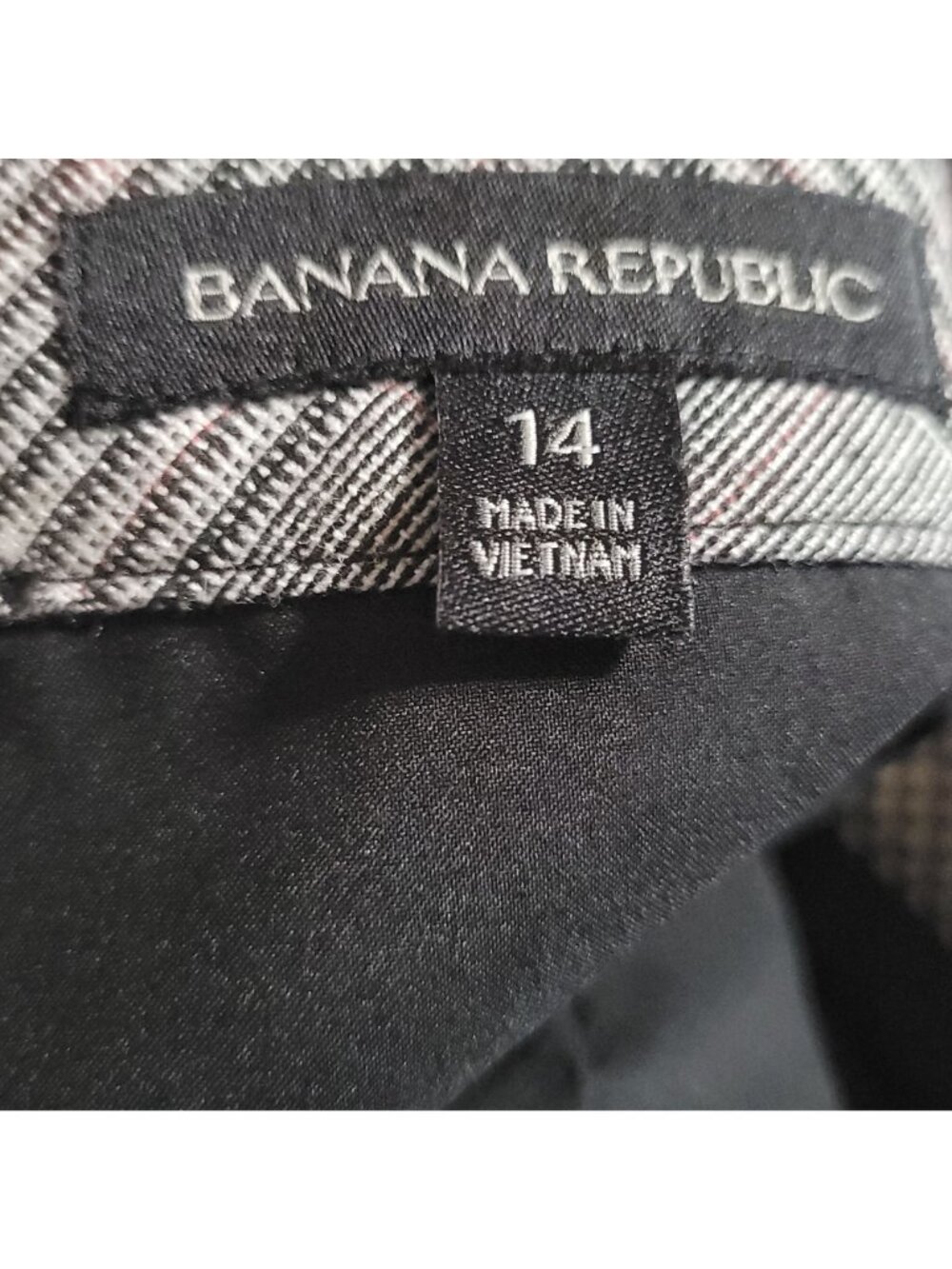 Banana Republic Plaid A-Line Skirt Sz 14 Side Button Wool Blend Black White Red - Picture 2 of 10